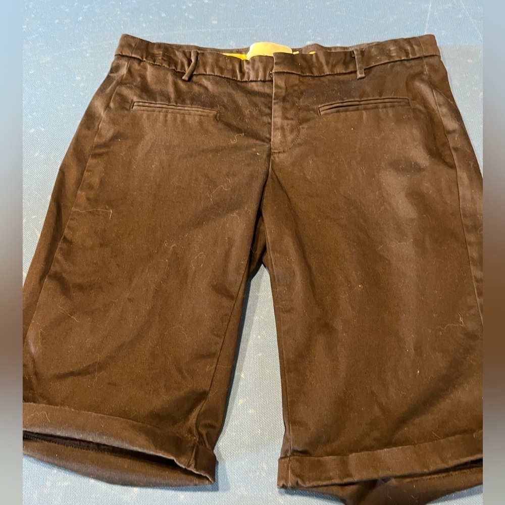 Anthropologie Elevenses Black cuffed Bermuda Shorts size 2
